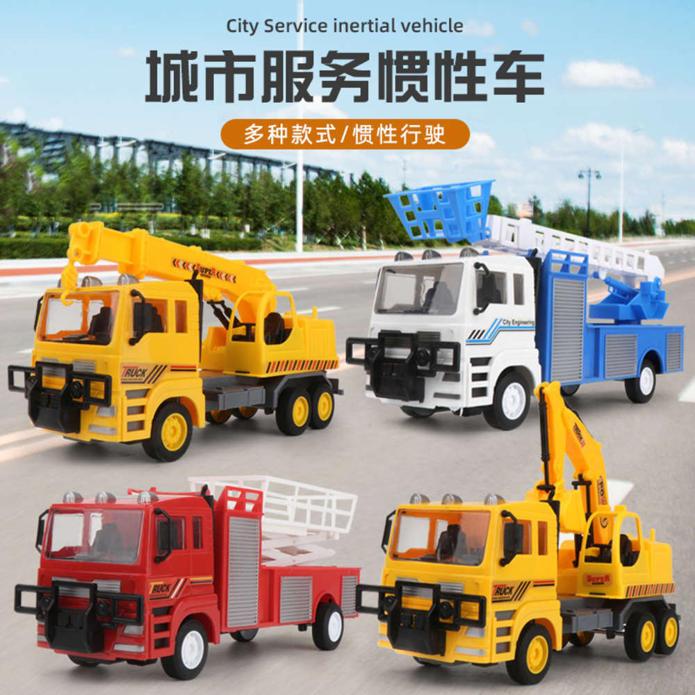 

Large inertia engineering police car joint movable children's excavator mixing crane dump truck model toy