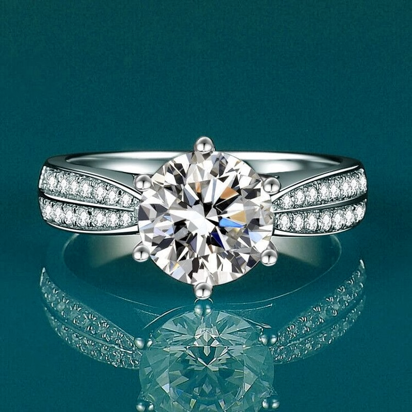 

Plate 925 Silver Engagement Wedding Rings Band Diamond Ring for Women Fashion Jewelry Gift Will and Sandy, Golden;silver
