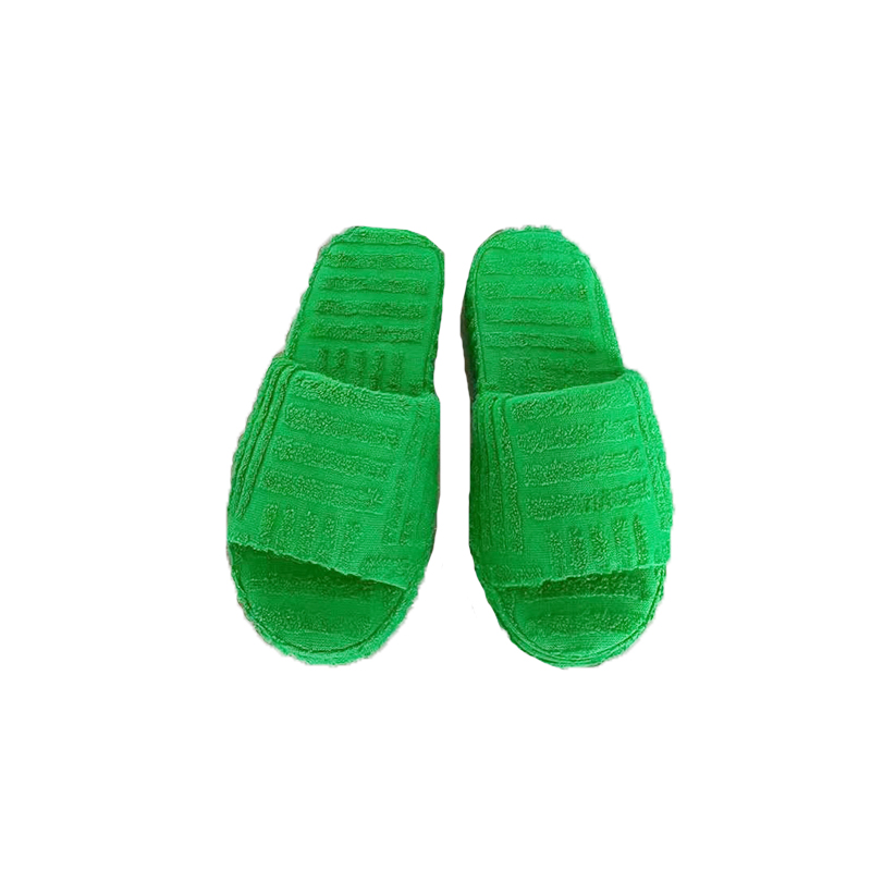 Solid color winter women slippers open toe thickened encrypted terry cloth fashion platform designer slipper outdoor slides sandal