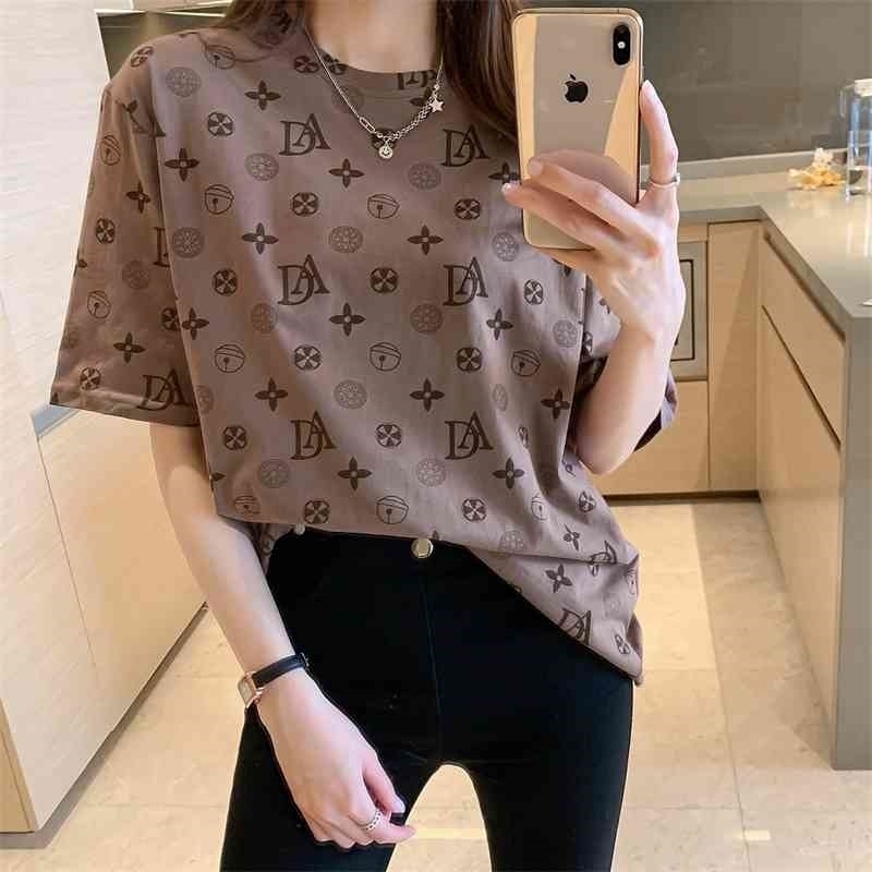 

26 Styles Oversize Brand Famous Graphics T Shirt Women Cotton Summer Good Elastic Streetwear Casual Tshirt Fashion Female Tops 210406, 1782 black