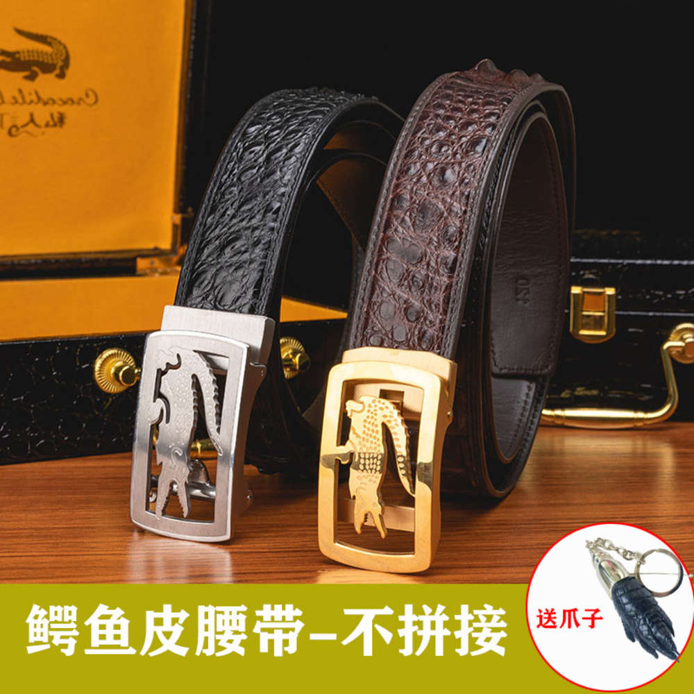 

Thai crocodile men's automatic buckle business personality leather fashion leisure youth pants belt, Black;brown