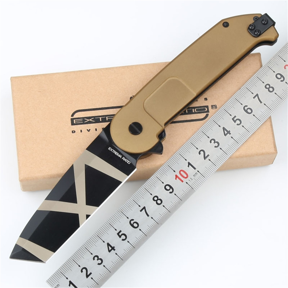

High hardness BF2RCT outdoor tactical knife Golden N690 blade 6061-T6 aluminum alloy handle edc pocket double action tool
