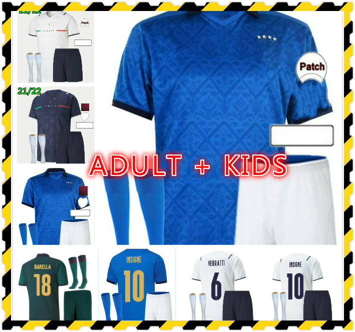 

ITALY soccer Jersey 2021 2022 BARELLA SENSI INSIGNE 21 22 Renaissance CHIELLINI BERNARDESCHI football shirts men + kids kit uniforms, Black;yellow