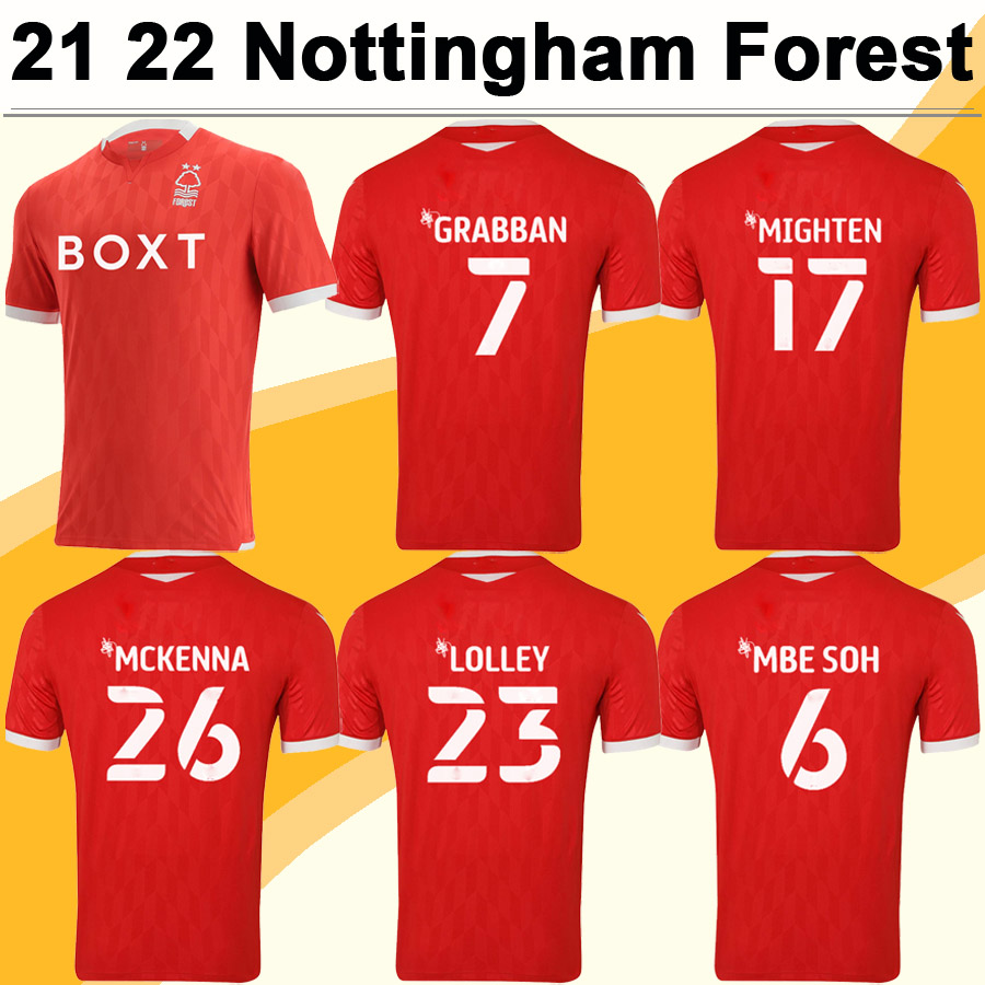 

21 22 Nottingham Forest GABRIEL Mens Soccer Jerseys DA COSTA LOLLEY JOHNSON TAYLOR MCKENNA CARVALHO GRABBAN Home Football Shirt Uniforms, Qm4238 21 22 home no patch