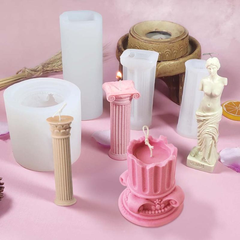 

Roman Column Candle Mold Diy Candles Candlestick Mould Plaster Handmade Home Decor Making Supplies Craft Tools