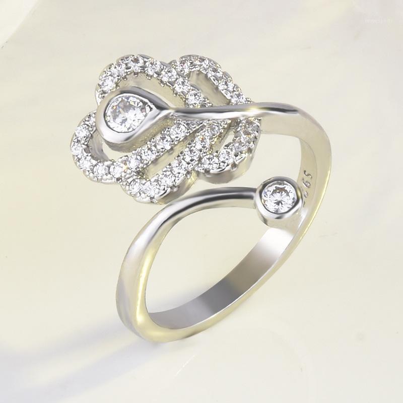 

Cluster Rings Fashion Zircon Leaf For Women Statement Jewelry Finger Ring Open Gift Wedding1