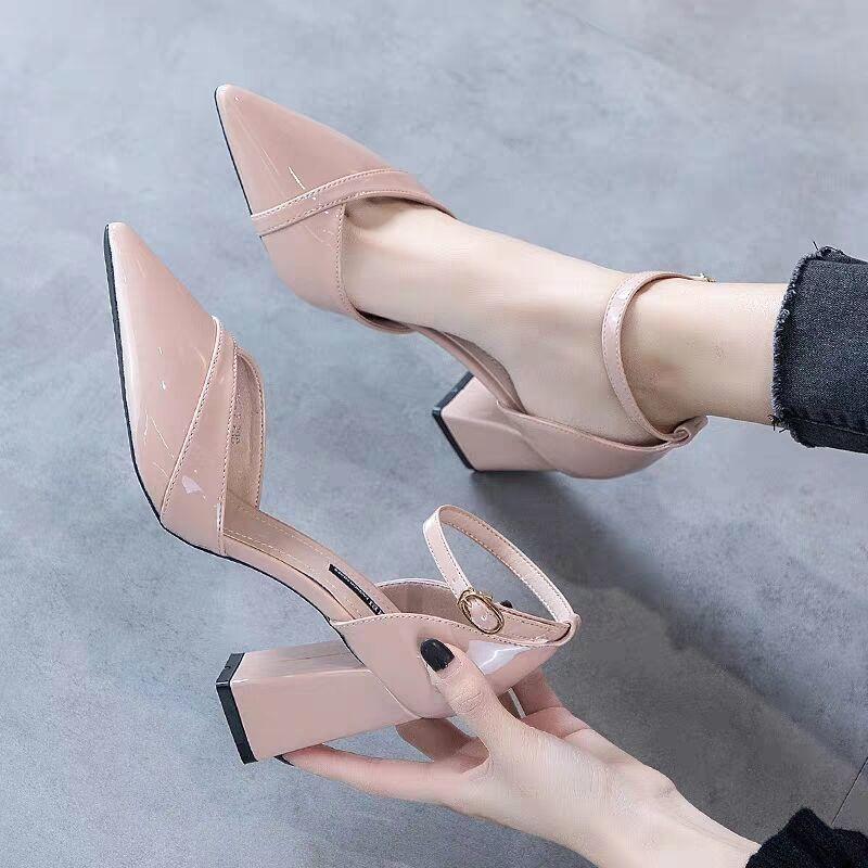 

Dress Shoes Cresfimix Zapatos Dama Female Casual High Quality Square Heel Party Pumps Women Fashion Beige Office Buckle Strap C6157, 6157a