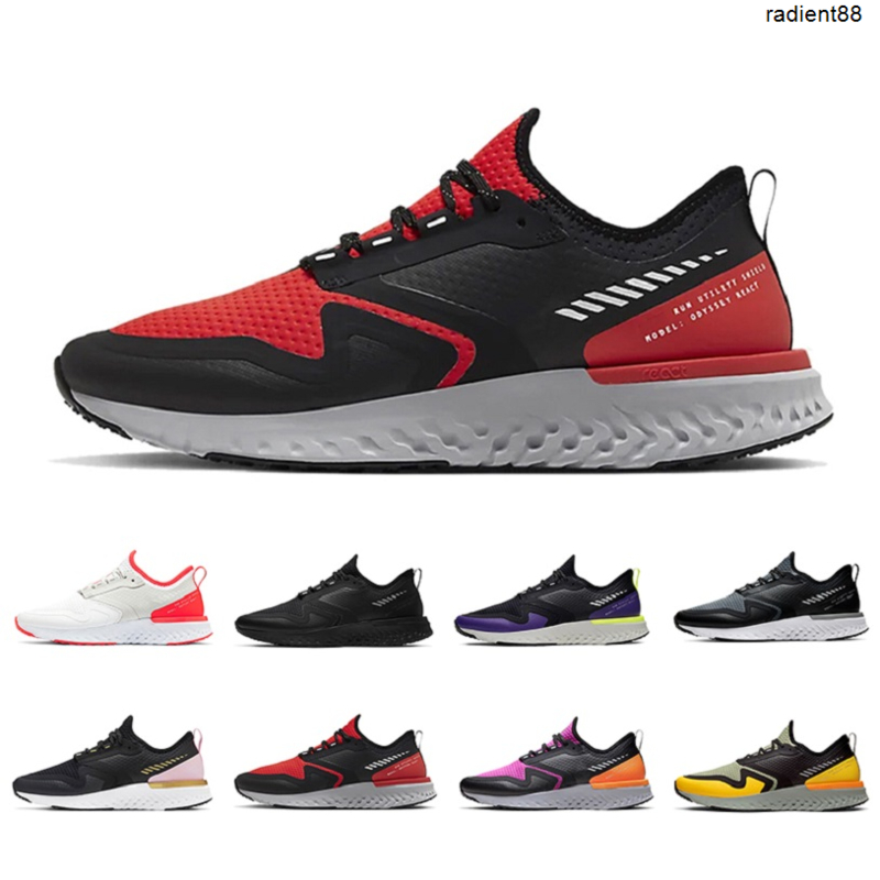 

NEW Bred odyssey react run utility shield 2 mens running shoes be true black white red green men women trainers sports sneakers 36-45, Color#1