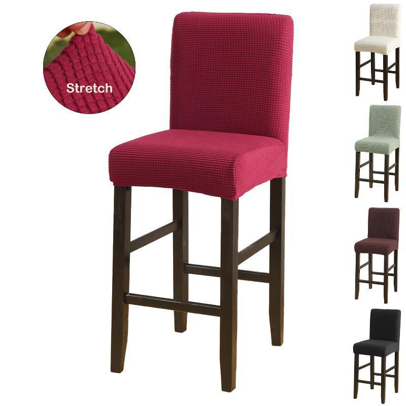 

Size Spandex Stretch Bar Stool Covers Solid Jacquard Chair Cover Dining Room Armless Seat Slipcovers Cafe Barstool Decor D30