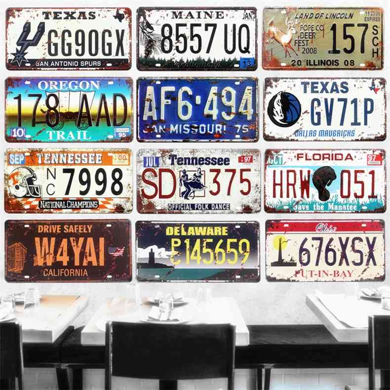 

Texas Car Number License Vintage Metal Tin Signs Home Decor Bar Garage Cafe Motorcycle Decorative Plates USA Art Posters