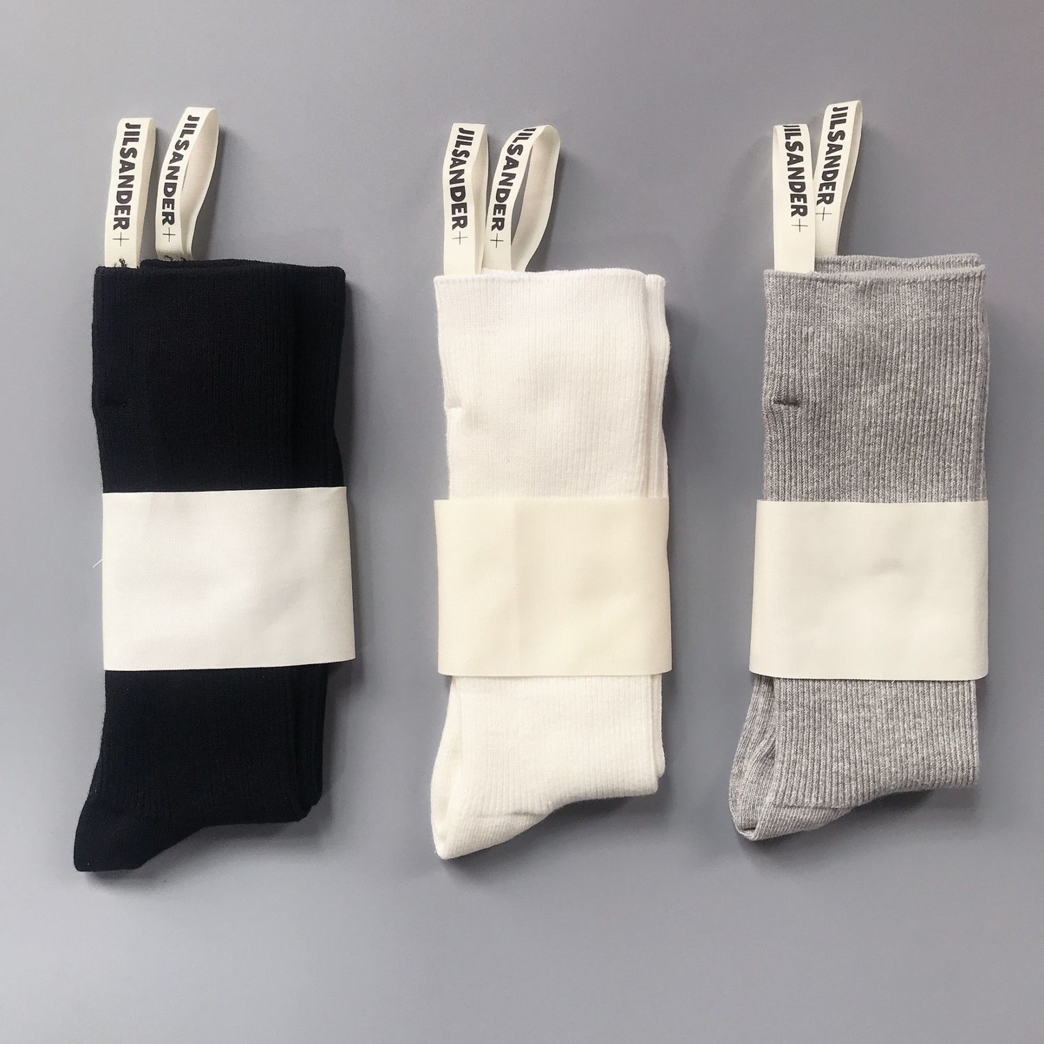 

Men and women Italian luxury pure color double needle pit jil simple snder cotton tube socks, Black
