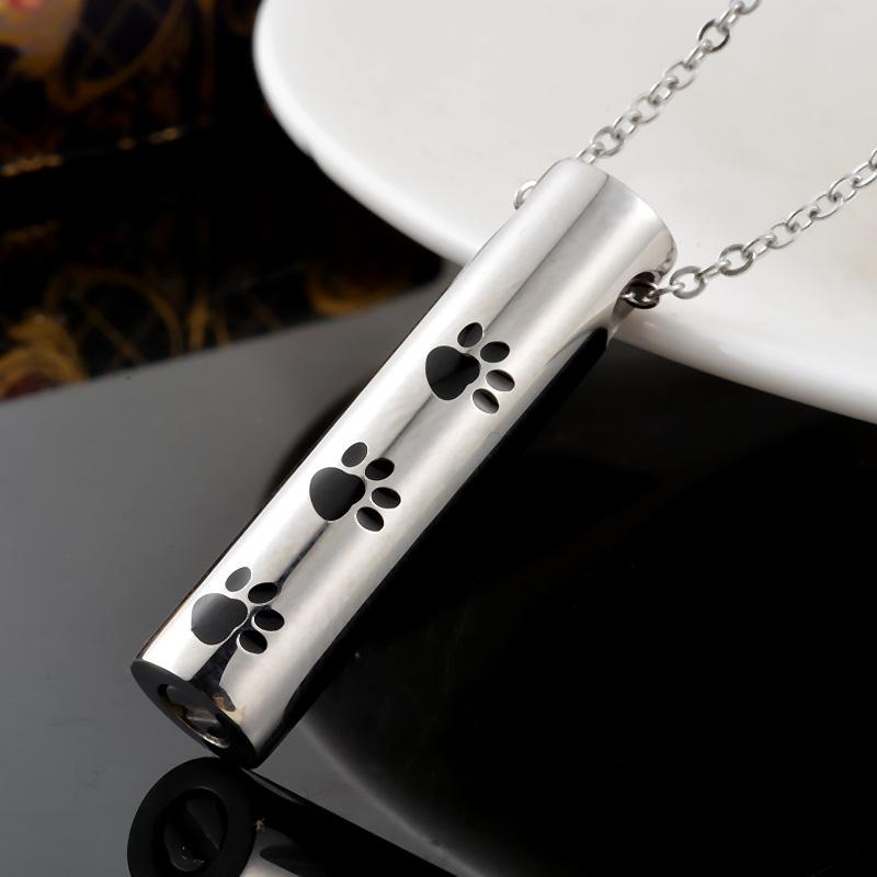 

Pendant Necklaces Necklaces001 Animal Paws Laser Pet Urn Necklace Tube Cremation Locket Hold Ashes Stainless Steel Jewelry For Your Loved Pe