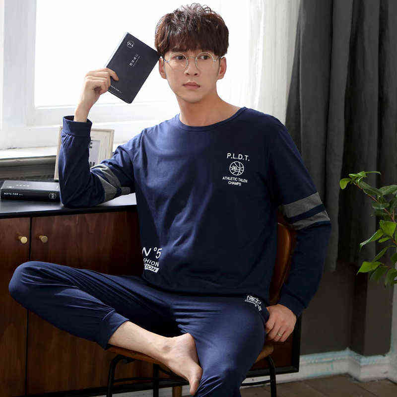 

Autumn Winter Long Sleeve Cotton Pajama Sets for Men High Quality Sleepwear Suit Pyjamas Male Lounge Homewear Home Clothes 211111, 5899