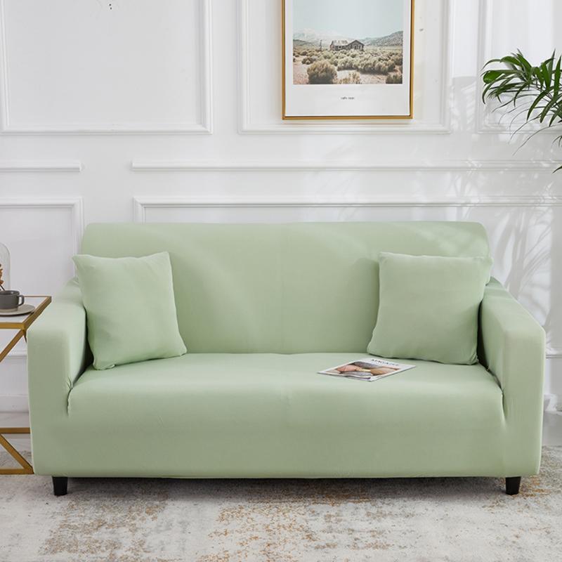 

Chair Covers Armchair Protection Sofa Cover For Living Room Single Lover 3 4 Seater Light Green Solid Color Elastic Spandex Couch