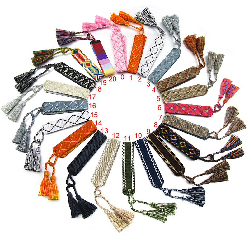 

Bohemia Embroidery LOGO Woven Tassel Bracelets for Women Handmade Adjustable Rope Braided Bracelet Friendship Ethnic Christmas Gifts, Golden;silver