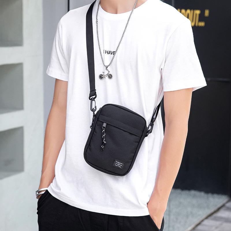 

Simple Messenger Bag For Men Hip Hop Trend Fashion Mini Shoulder Bags Male Casual Mobile Phone Packet Headphone Pouch Duffel, Black