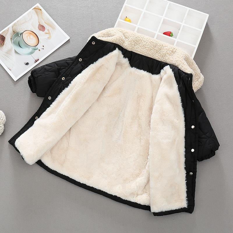 

Jackets Girls Baby's Kids Coat Jacket Outwear 2021 Fleece Thicken Velvet Winter Autumn Top Cotton Cardigan Children's Clothing, Black