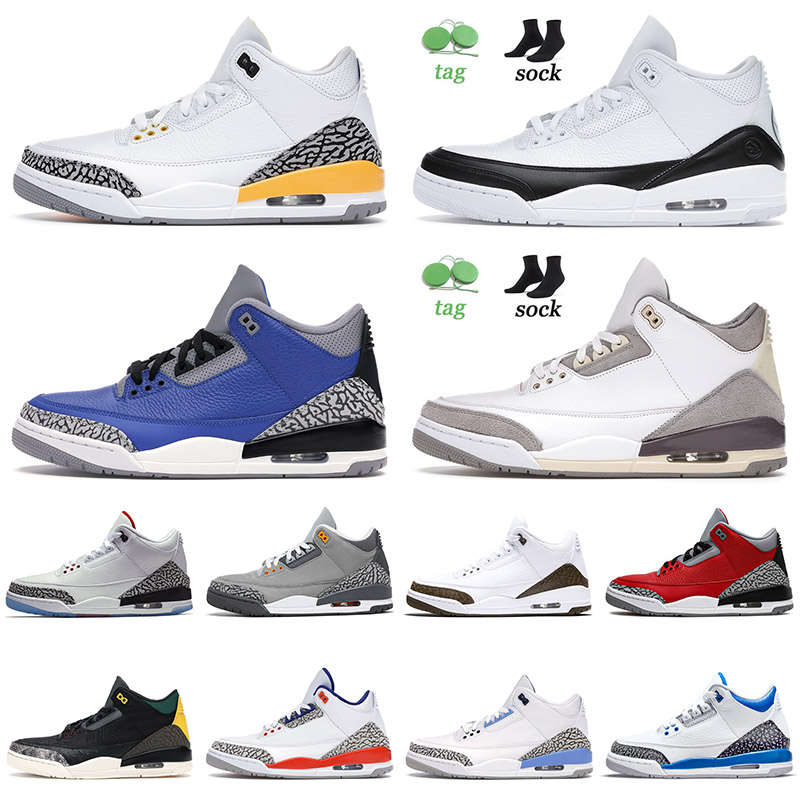 

2021 Arrival Basketball Shoes Medium Grey Mens Women Jumpman III Blue Cement Laser Orange Airs Jordens 3 3s Outdoor Trainers Sneakers SIZE 13