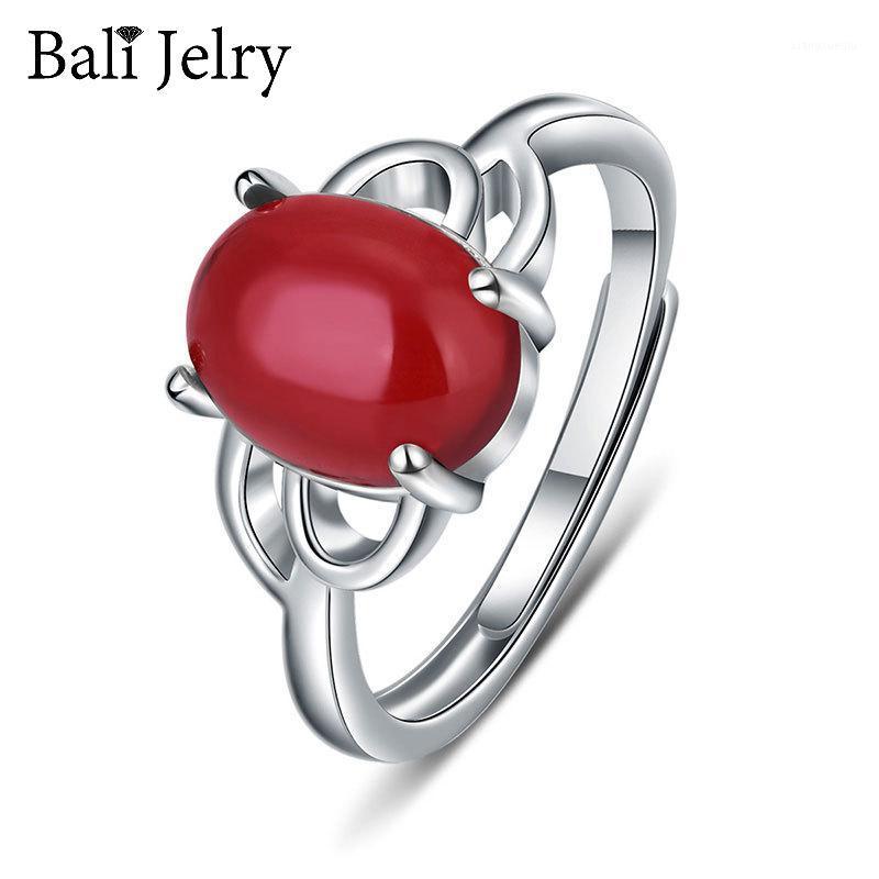 

Cluster Rings Bali Jelry Retro Women Silver 925 Jewelry Oval Emerald Ruby Gemstone Open Ring Accessories Wedding Engagement Drop, Golden;silver