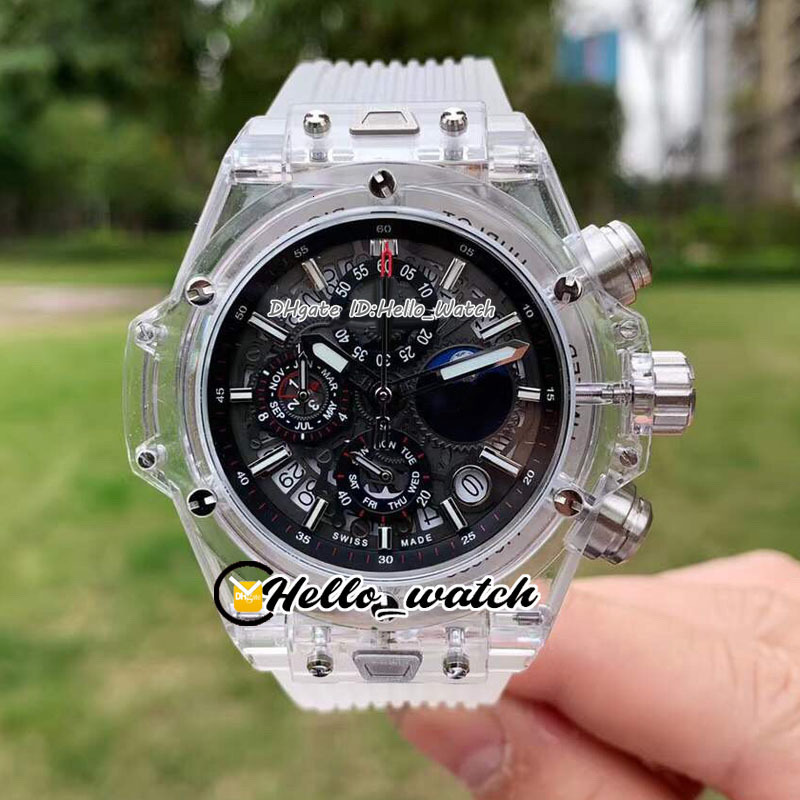 

Plexiglass Transparency Case Unico Watches Miyota Quartz Chronogrpah Mens Watch Stopwatch Black Skeleton Dial White Rubber Sport Hello_watch, Slivery;brown