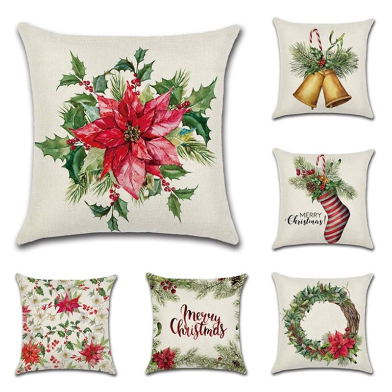 

Pillow Case Christmas Hug Pillowcase Cushion Set S Bell Red Socks Garland Tree Decorative Cover Hom