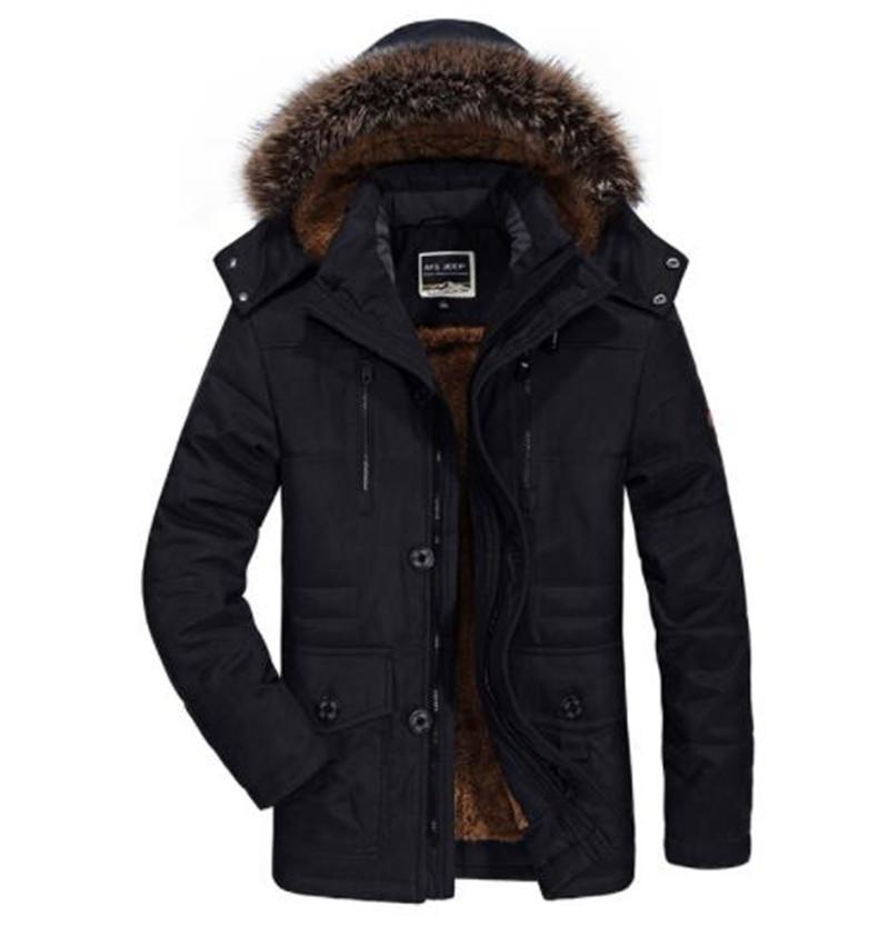 

Casual Thickened Hooded Mens Windbreak Winter Pocket Down Plus Size Coats Middle Long Solid Color Mens Outerwear Patchwork Male Clothing, Black