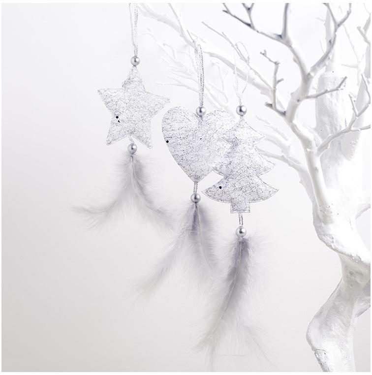 

Christmas Decorations 1Pcs Feather Pendant Glittter Hanging Xmas Ornament Tree For Home Bag Decor