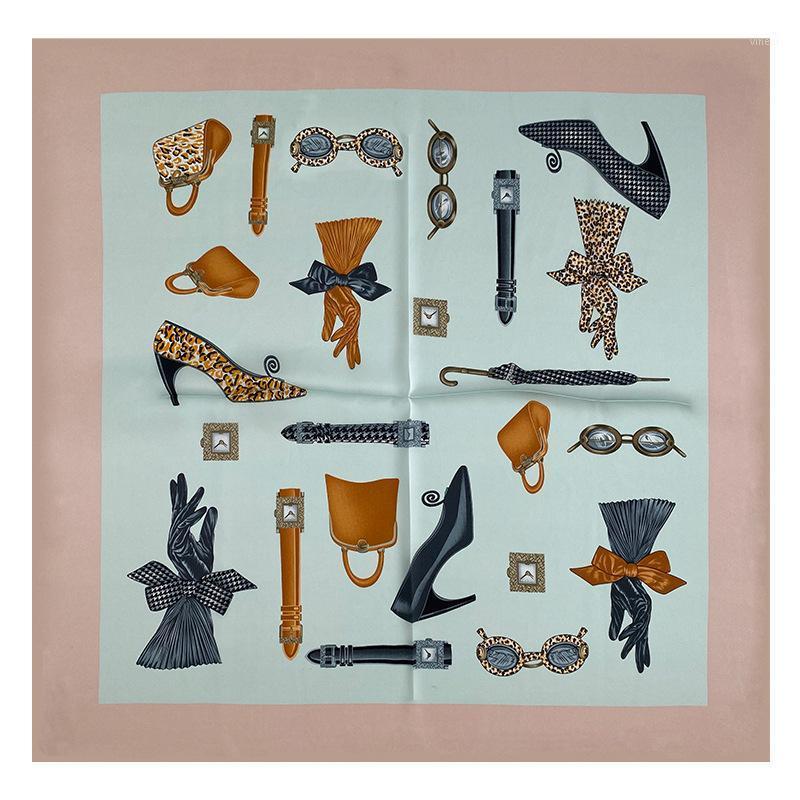 

Scarves Arrival 100% Real Silk Scarf Fashion Women Big Female Wraps Square Shawls Bandana Ladies Headband Sjaal, Blue;gray