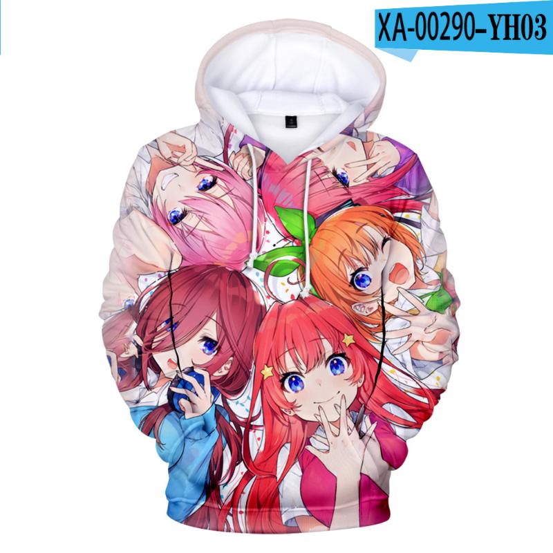 

Men's Hoodies & Sweatshirts 3D Kawaii Anime Kids The Quintessential Quintuplets Hoodie Men Woman Hooded Nakano Miku Boy Girl Clothes, As shown