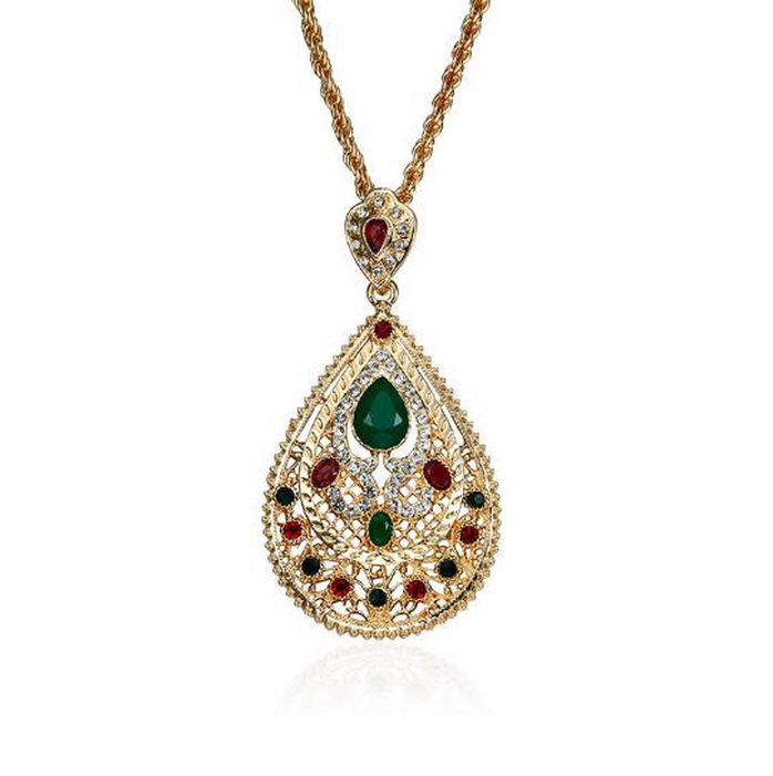 

Fashion 18K Gold Plated Islam Muslim Ruby Pendant Necklace Rope Chain 24", Silver