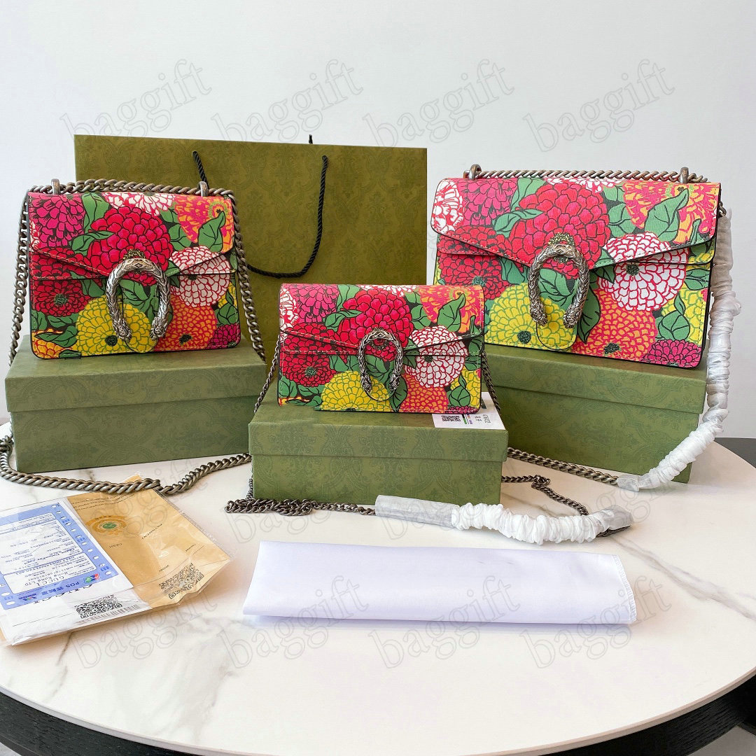 

Multicolour Ken Scott Print Dionysus Super Mini Bag Chain Leather Flower Shoulder Bags Womens Designers CrossBody All-over Floral Printing, For make up difference fees;no bag