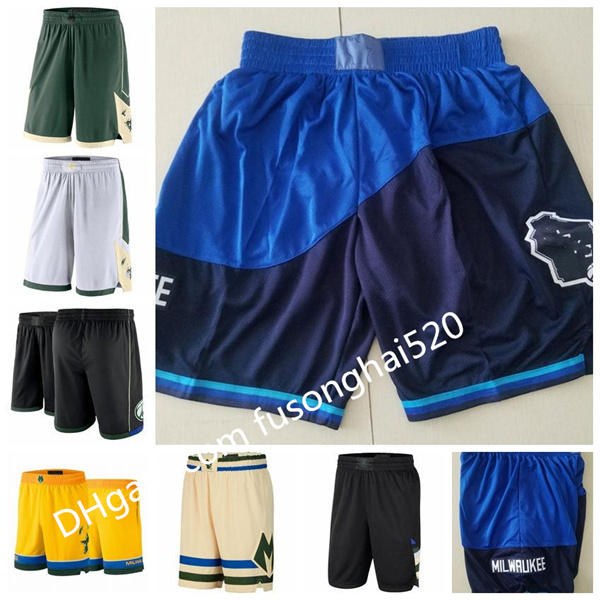 

2021 Milwaukee Bucks Men 2020/21 City Swingman Pants Edition Performance Basketball Shorts Fast delivery, Black