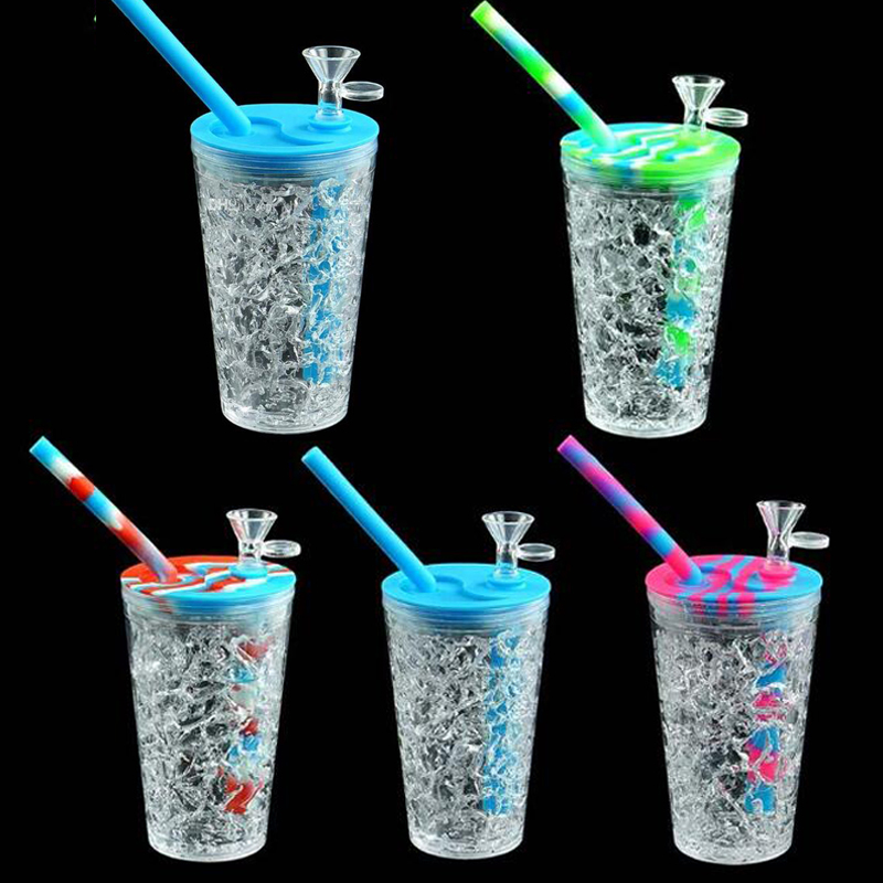 

6.1" Drink Cup Oil Burner Water Pipe Mini Dab Rigs Smoking Hookah Pipes Dry Herb Wax Dabbing Bubbler Bong