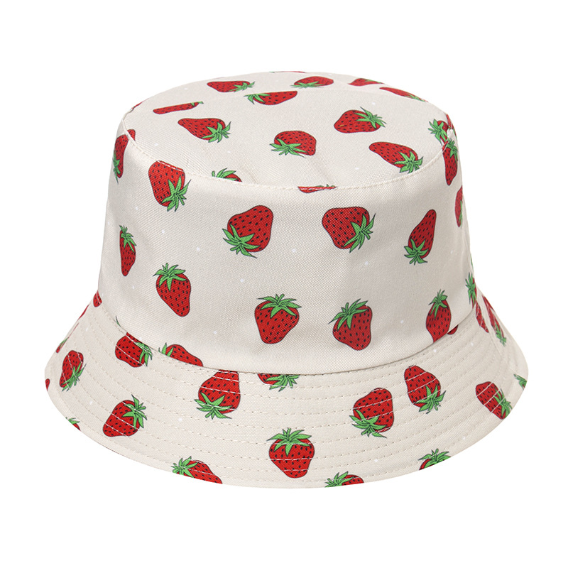 

2021 Korean Style Reversible Wear Cute Strawberry Embroidered Fisherman Hat Foldable Creative Outdoor Fashion Trendy Bucket Hat No. 1, Purple