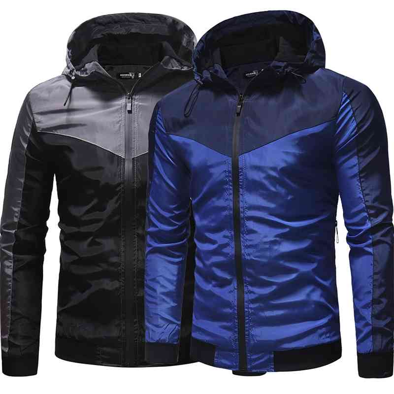

Men's casual camouflage hooded men's long sleeved jacket, Black