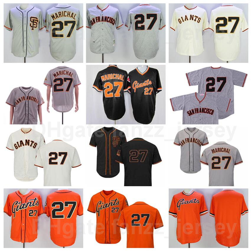 

Vintage Baseball 27 Juan Marichal Retro Jersey 1962 Retire All Stitched Pullover Cooperstown Black Orange White Grey Beige Team Color Flexbase Good Quality