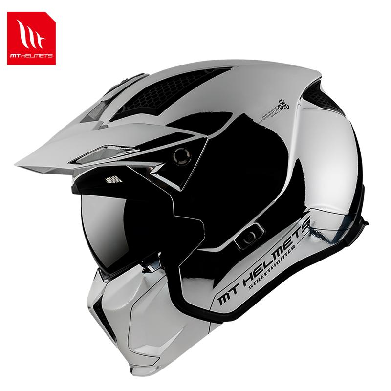 

Motorcycle Helmets Original MT Helmet Men Women Streetfighter Motocross Full Face Off-Road Silver Moto Accessories, Yin