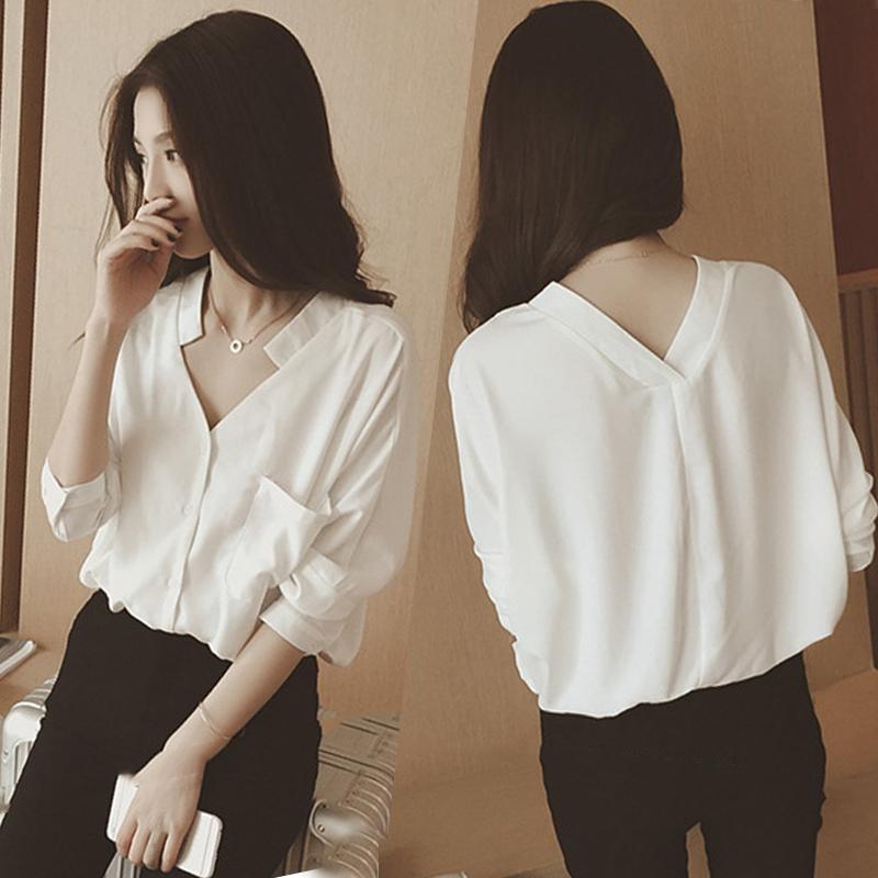 

Women Casual Basic Summer Chiffon Blouse Top Shirt V-neck Blusas Fashion Women' Blouses & Shirts, Red