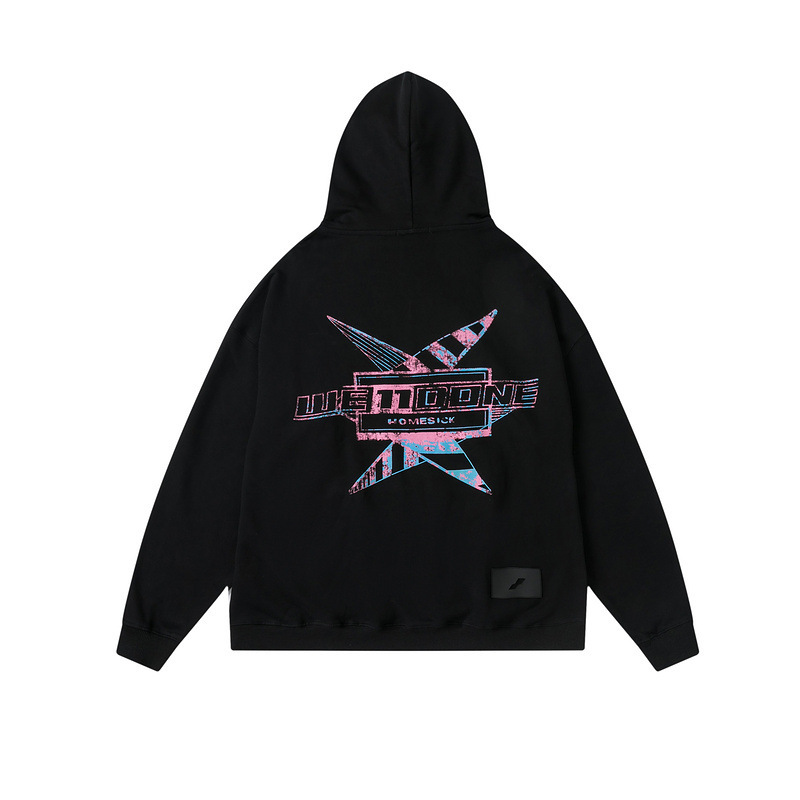 We11done21 Autumn and Winter New Rainbow Letter Bullet Screen Printing Hoodie Loose Long Sleeve Sweater Net Red Same Style