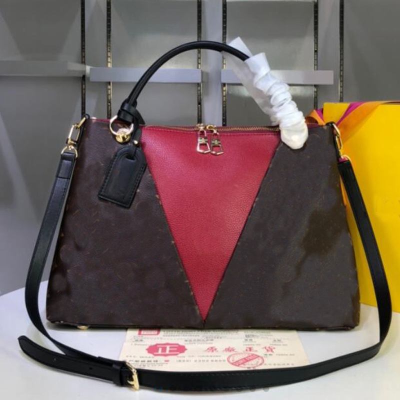 

Tote Bags Women Handbag Crossbody Bag Fashion Letter Gold Metal Hardware Trim Detachable Shoulder Strap Grain Calf Genuine Leather, Red