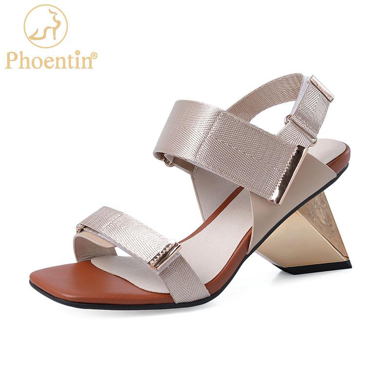 

Phoentin Strange Metal High Heels Sandals Women 2021 Summer Fashion Runway Shoes Gladiator Open Toe Strap FT1490 Dress, Black