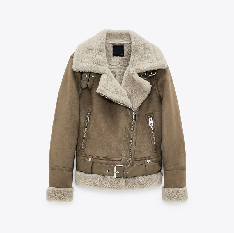 

2021 new women's wear thick warm winter retro suede lambs wool motorcycle jacket belt leisure loose man-made leather jackets, Black;brown