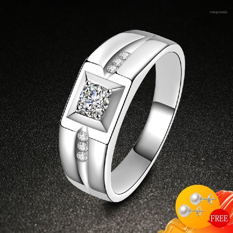 

Cluster Rings Fashion Men Ring 925 Silver Jewelry With Cubic Zirconia Gemstones Finger For Male Wedding Engagement Accessories Wholesale, Golden;silver