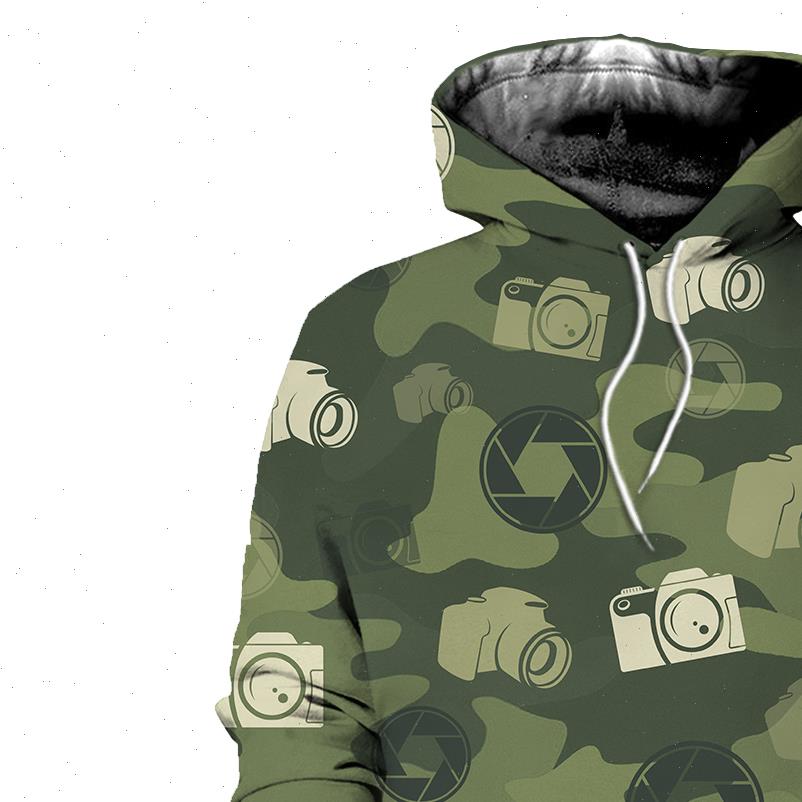 

fashion harajuku style 3d women sweatshirts camouflage camera amp zip, Black