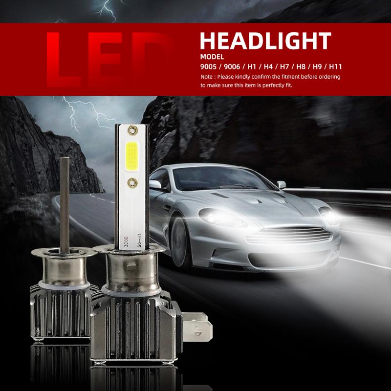 

Car Headlights 2pcs COB Tiny Size LED Headlight Bubls Mini Bulb Fog Light 6000K White H1 H4 H7 H8 H11 9005 9006 For SUV Truck