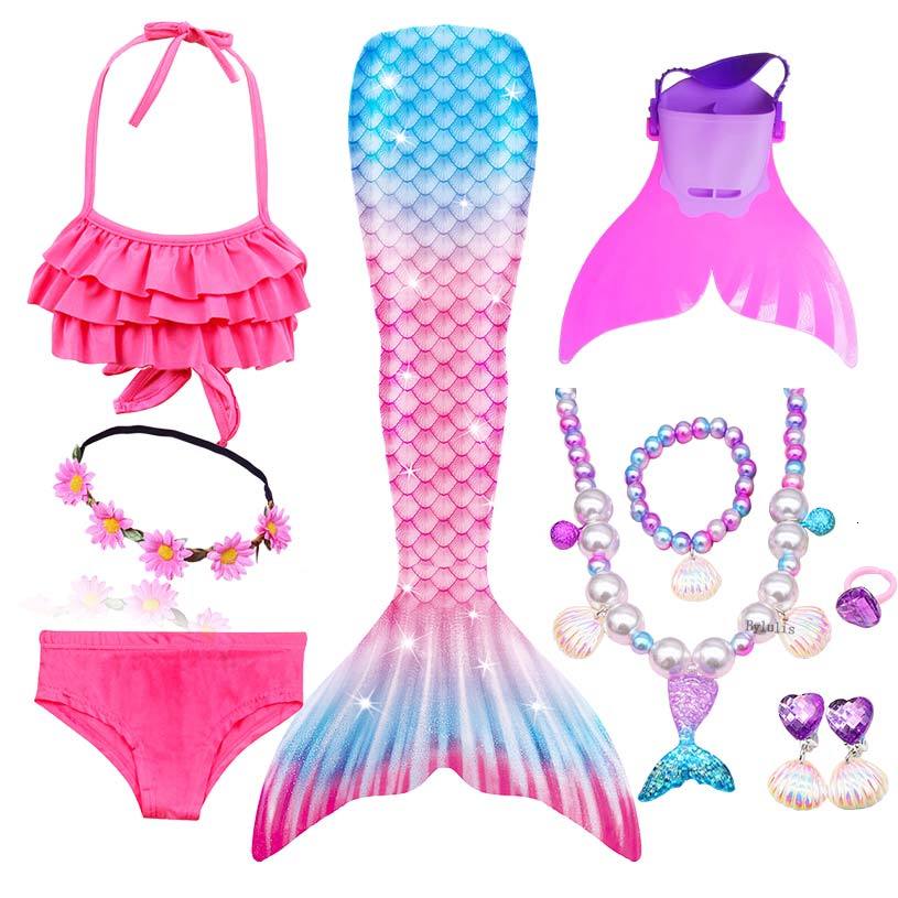 

Girls Swimming Mermaid Tails for Costume Kids Children Little Swimsuit Swimwear Can Add Monofin Cosplay
