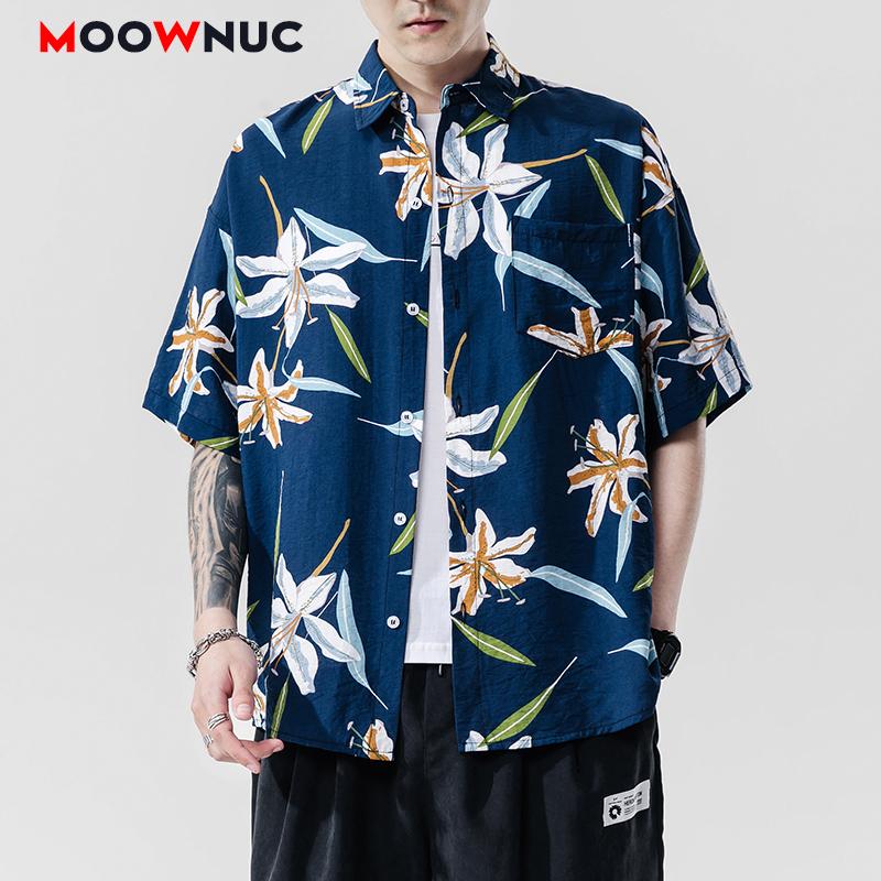

Shirts Male Hip Hop Summer MOOWNUC Designer Men's Clothes Youth Short Sleeve 2021 Casual 5XL Streetwear Loose Printed, As picture