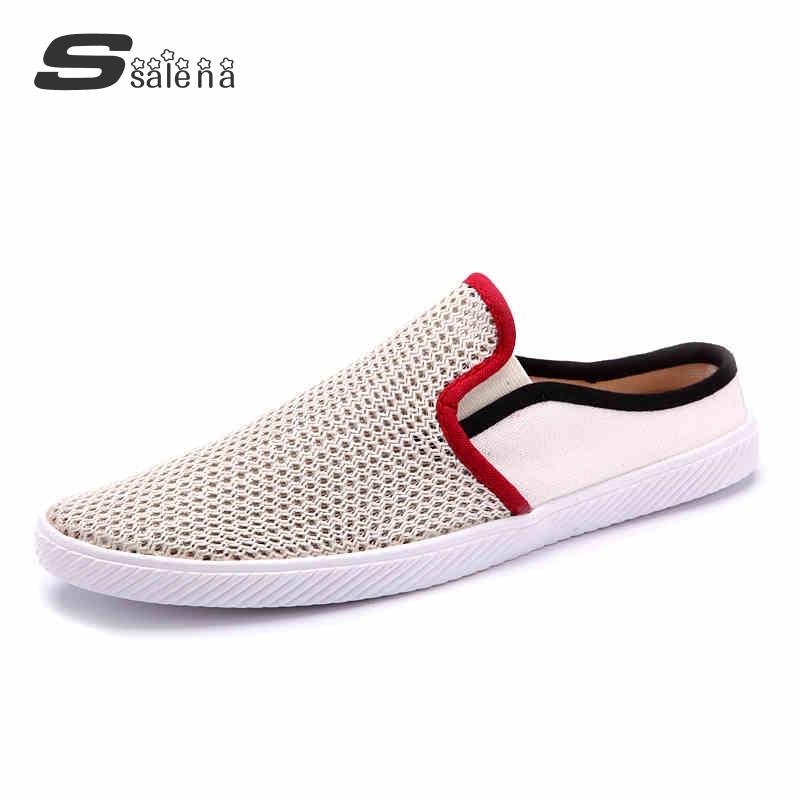 

Slippers Men Summer Shoes Breathable Mesh Sandals Comfortable Flat Male Explosion Models B895, Black