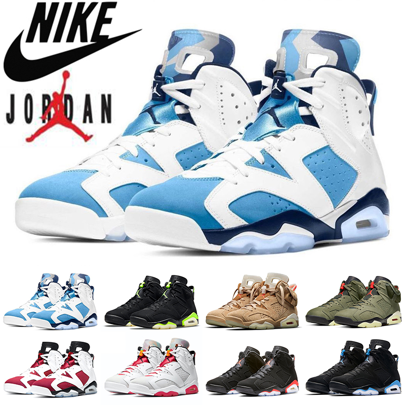 

Nike Air Jordan 6 Basketball 6s Shoes Mens Trainers DMP Carmine UNC Electric Green British Khaki Medium Olive Sport Athletic Sneakers Size 36-47, #1 unc 40-47