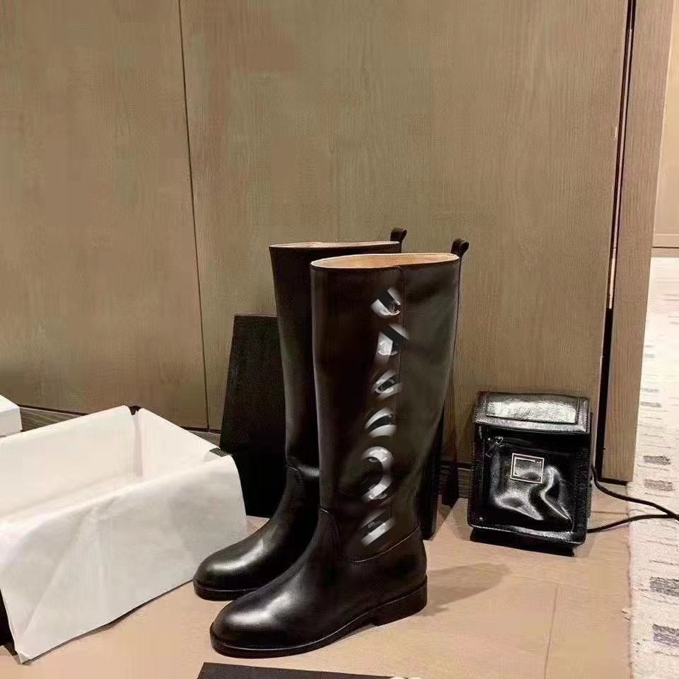 

Newest designer boots women shoes luxury logo fashion comfortable elegant temperament solid decoration cowhide suede great quality size for 34-41, Black